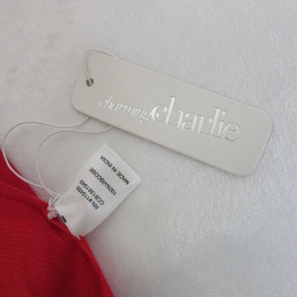 Pashmina Scarf Wrap Red Fringe Charming Charlie 21x70 NWT - Picture 7 of 8